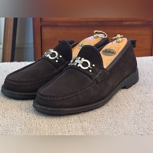 Salvatore Ferragamo Rolo Horsebit Brown Suede Caffe Calf Men’s Loafers Size 11
